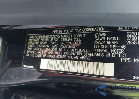 2016 Volvo Xc60 T6 Drive-E из США, поврежденный, VIN YV449MRK6G2923775